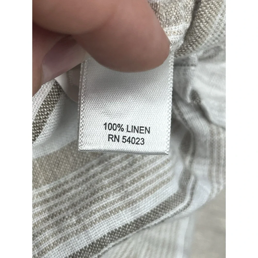 Banana Republic Men's Medium 100% Linen Short Sleeve Shirt Coastal Beige Brown
